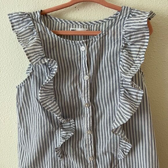 Epic Threads Blue And White Stripe Top With Trim size M Girl - Picture 2 of 5